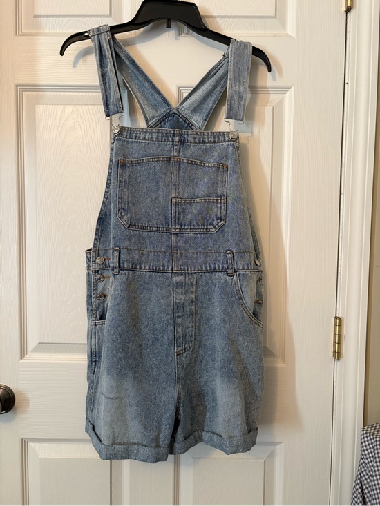 Pants - Light Blue Denim Short Overalls